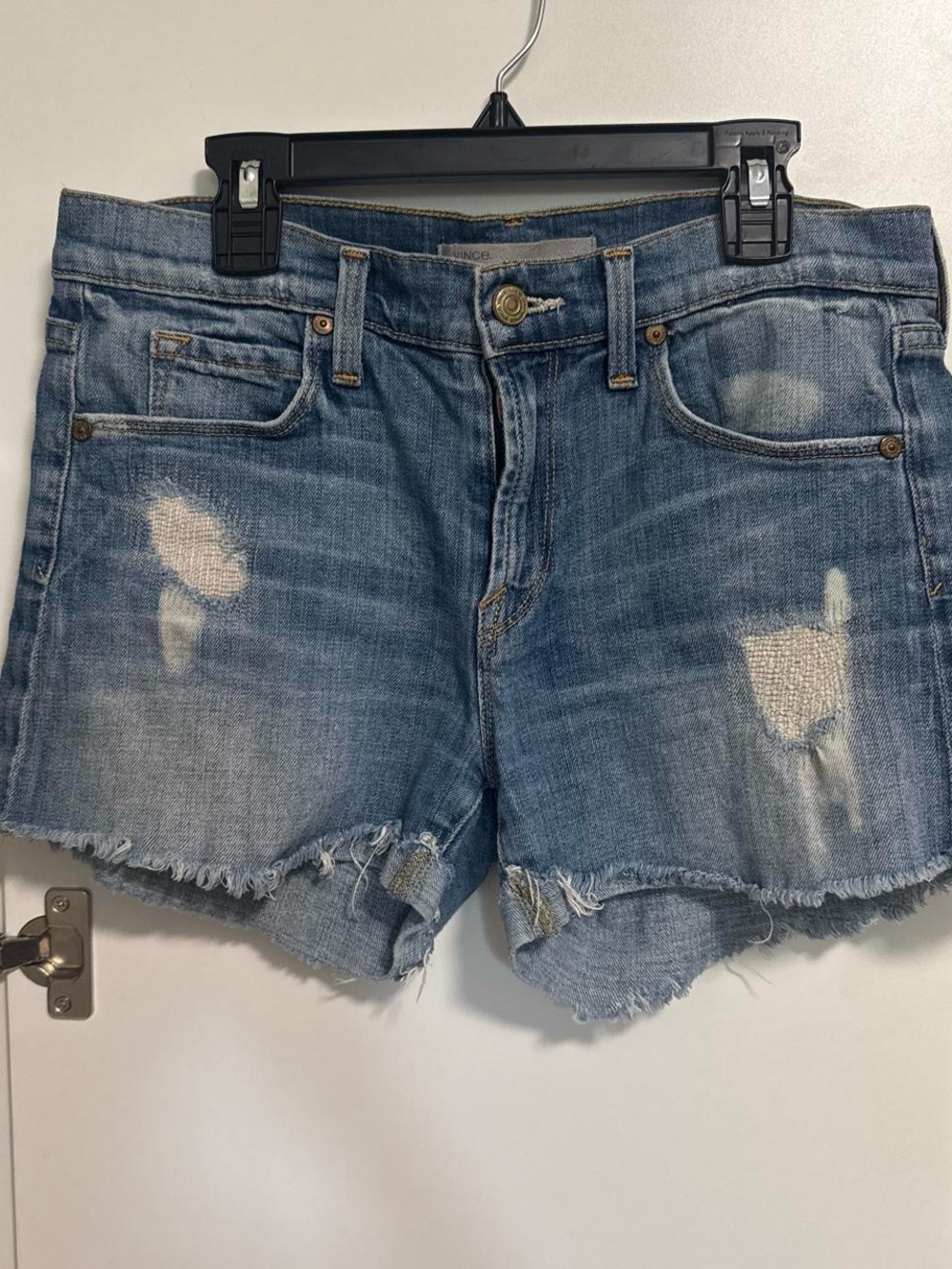 Low-Rise Denim Distressed Cutoff Shorts - Blue